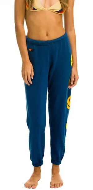 Aviator Nation Women’s Smiley 2 Sweatpants Jogger Royal Navy Blue Small thumbnail 1