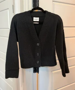 Abercrombie & Fitch Chenille Cardigan in Black, S thumbnail 1