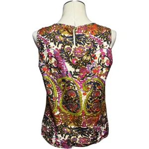 Talbots 100% Cotton Sleeveless Blouse Top Multicolor Paisley 12 thumbnail 4