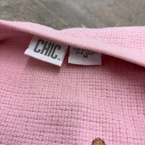 Chic Vintage Christmas Bear Womens Medium Pink Ugly Christmas Sweater 80s 90s thumbnail 5