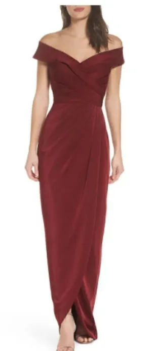 La Femme Surplice Off the Shoulder Column‎ Gown thumbnail 1