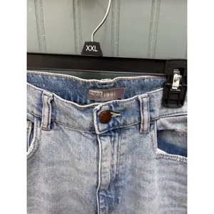 DL1961 Hepburn Wide Leg High Rise Jeans Light Wash Distressed Raw Hem‎ Size 25 thumbnail 2