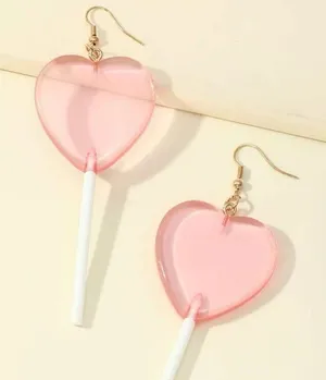 Heart lollipop earrings thumbnail 1