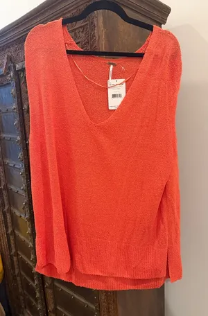 NWT Free people Easy sweater Tee Persimmon thumbnail 1