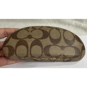 Coach signature C print hard clamshell sunglasses case in brown thumbnail 6