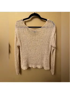 American Eagle White Knit Sweater Small Long Sleeve thumbnail 4