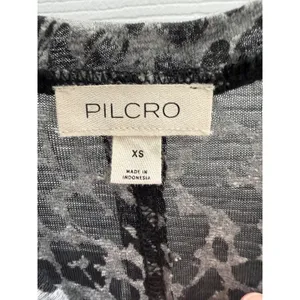 Pilcro Anthropologie Bennie Slim Cotton‎ Slub Burnout Leopard Print Tee Puff XS thumbnail 4