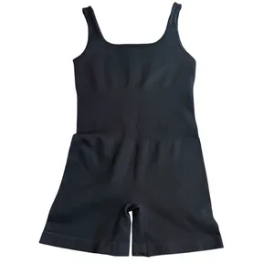 OQQ Size M Square Neck Athletic Romper Black‎ Ribbed Sporty Closet Staple Basic thumbnail 2