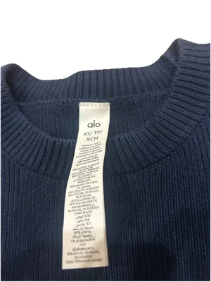 Alo Yoga Scholar Ribbed Knit Oversized Crewneck Sweater Navy Blue Size XS thumbnail 2