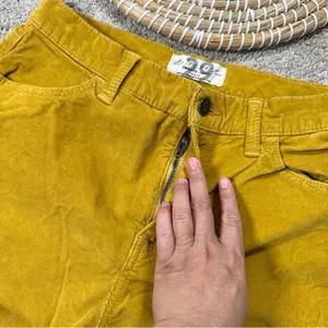 We The Free High Rise Skinny Corduroy Frayed Raw Hem Pants in Mustard Yellow 29 thumbnail 9