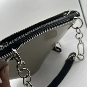 Sono London Tokyo Paris Grey Patent Fan Shaped Chain Shoulder Bag thumbnail 11