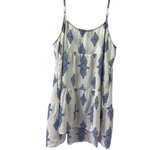 Show Me Your Mumu White Blue Spaghetti Strap Lightweight Pocket Dress Medium thumbnail 7
