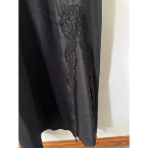 INC Black Silk Blend Lace Trim Slip Dress V-Neck Maxi Nightgown Slit Size XS NEW thumbnail 10