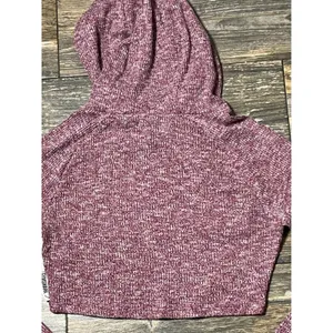 Gymshark Womens Cropped Hoodie‎ Long Sleeve Burgundy Heathered Knit Size Medium thumbnail 7