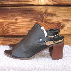 Franco Sarto Black Leather Block Heel Sandals thumbnail 2