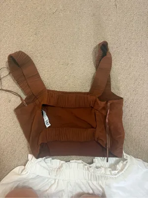 Zara Brown Square Neck Crop Top with Wide Straps thumbnail 4