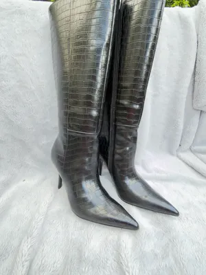 GUESS, Gressa3-Wc, Black boots crocodile print, 9.5 wide calf -new in box thumbnail 10