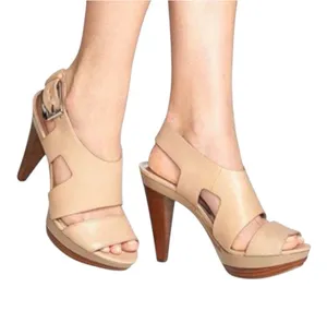MICHAEL Michael Kors Carla Nude Leather Platform Sandals Heels Size 8M thumbnail 1