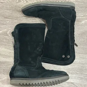 Aquatalia Paloma Black Suede Shearling Lined Snow Boots Italy‎ Apres Ski Sz 11 thumbnail 4