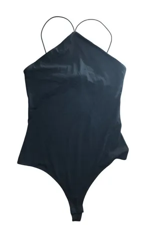 H&M Black Spaghetti Strap Halter Bodysuit Size S thumbnail 1