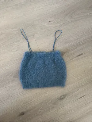 Nwt Zara Blue Fluffy Cropped Top Size S thumbnail 4