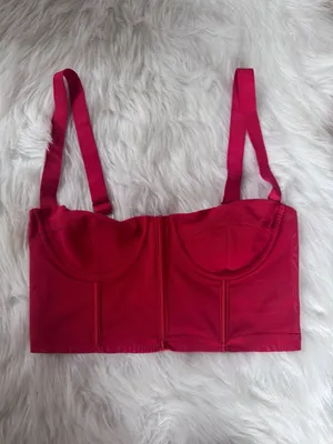 Edikted Teagen Mesh Corset Top in Red thumbnail 3