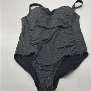 Elegant Black and White Polka Dot Women's One Piece Swimsuit thumbnail 10