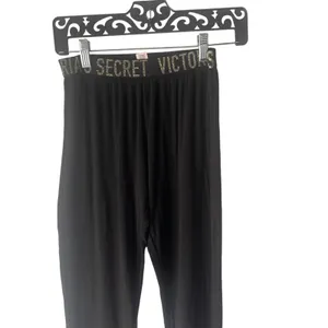 Victoria's Secret Women's Size XS Black Thermal Black Gold Loungewear Leggings‎ thumbnail 2