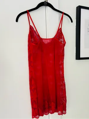 Victoria's Secret red stretch floral lace cami/slip lingerie size small thumbnail 4