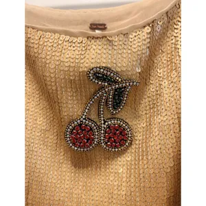 Free People NWOT Fruit Punch Sequin Beaded Cherry Appliqué Boho Boxy Crop Top thumbnail 6