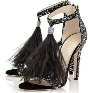 Azmodo Women's 37 Stiletto Heels wedding Rhinestones Tassel 6.5 prom formal thumbnail 2