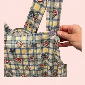 Cute vintage 80’s cottagecore granny floral windowpane jumper skirt mini thumbnail 4