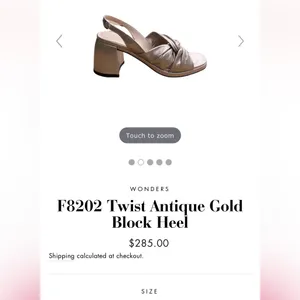 Wonders F8202‎ Twist Antique Gold Block Heels nwt size 36 thumbnail 10