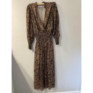 Waverly Grey Floral‎ Brown Printed Chiffon Brynlee Dress Size XS(No Belt) thumbnail 2