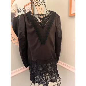 Witchy Goth Whimsy Victorian ‎ Steampunk Black Lace Leather Top S Cosplay thumbnail 5
