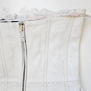 Retrofête Amberly Leather‎ Dress in Optic White Size M NWT Snakeskin Mini Lace thumbnail 11