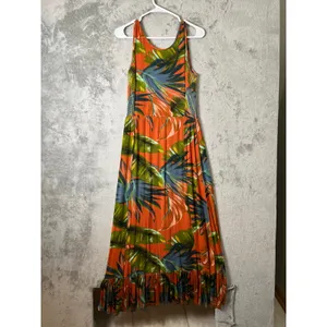 Soft Surroundings Fabiana Tropical Maxi Dress XS Orange Flowy‎ Boho Resort Vacay thumbnail 3