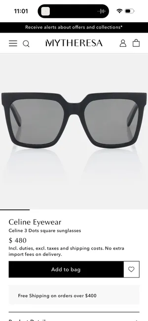 Celine Square Oversized Sunglasses thumbnail 2