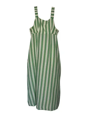 Pact Organic Cotton & Linen Sz XXXL Green and White Striped Maxi Dress thumbnail 13