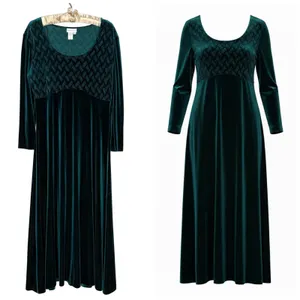 VTG Coldwater Creek Velvet Maxi Dress M Emerald Whimsigoth Renaissance Romantic thumbnail 2