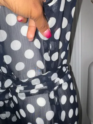MSK Navy Blue Sheer Polka Dots Midi Dress Size 12 thumbnail 5