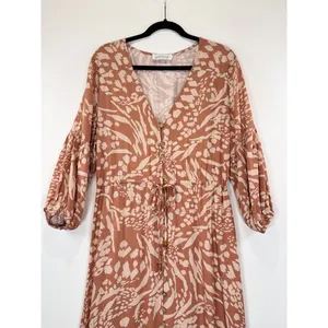 Petal & Pup Dress Brown Katerina Maxi V Neck Button Down Floral Boho Medium thumbnail 7