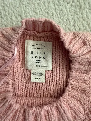 Billabong Shades Cotton Blend Crop Sweater in M (light pink, boxy/cropped fit) thumbnail 5