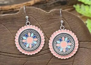 Gorgeous Boho-Chic Pink Floral Necklace and Earring Set (3 Piece Set) thumbnail 4
