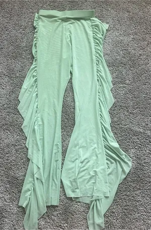 SHEIN Mint Green Ruffle Side Swim Coverup Pants thumbnail 1