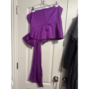 ATSU Anthropologie Satin Strapless Bow Top Sash Cocktail Party Glam Statement‎ L thumbnail 3