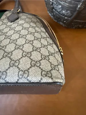 Gucci Brown GG Canvas Satchel with Green and Red Cherry Web Stripe thumbnail 5