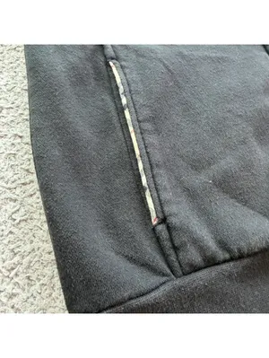 Burberry London Black Full Zip Sweatshirt Jacket Nova Check Trim Women's Medium thumbnail 7