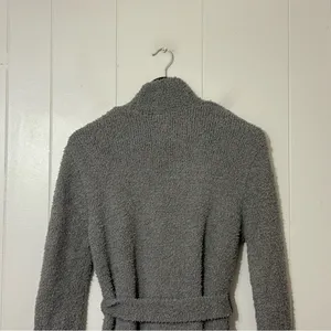 SKIMS Cozy Knit Bouclé Robe Cardigan Smoke Gray Belted Lounge Sweater XXS/XS thumbnail 10