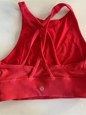 Lululemon Energy Bra High Neck Long Line in Carnation Red. Size 4 thumbnail 4